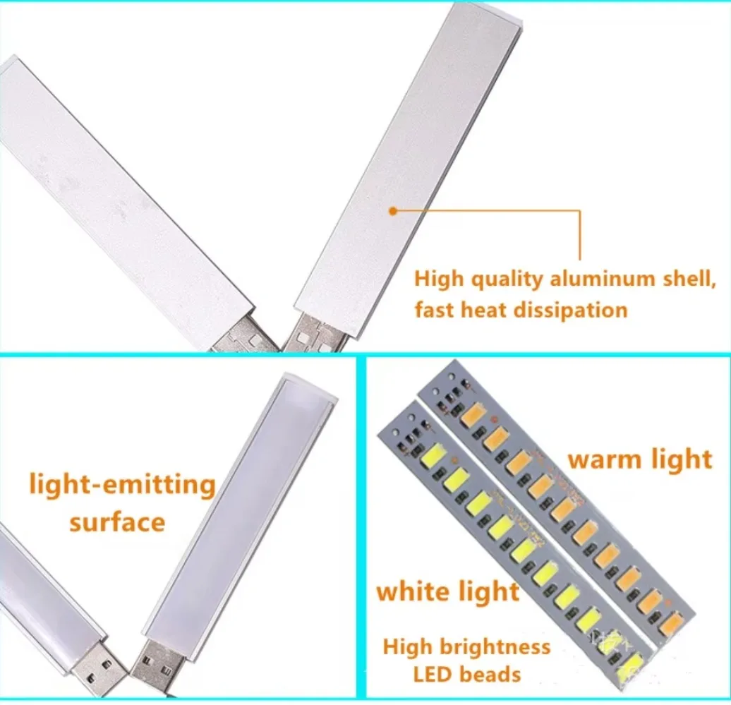 Mini LED Table Lamp  Portable Aluminuw Shell Dimmable 10/20LEDs Night Light Bendable Extension Pole US Plug Adapter Book Light