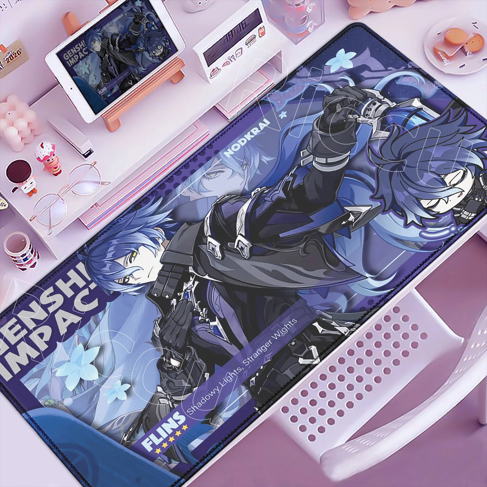 جديد خلفية مكتب حصيرة أنيمي الألعاب Furina Neuvillette Flins Nefer XXL كبير Genshin تأثير ماوس الوسادة عدم الانزلاق لوحة المفاتيح ماوس