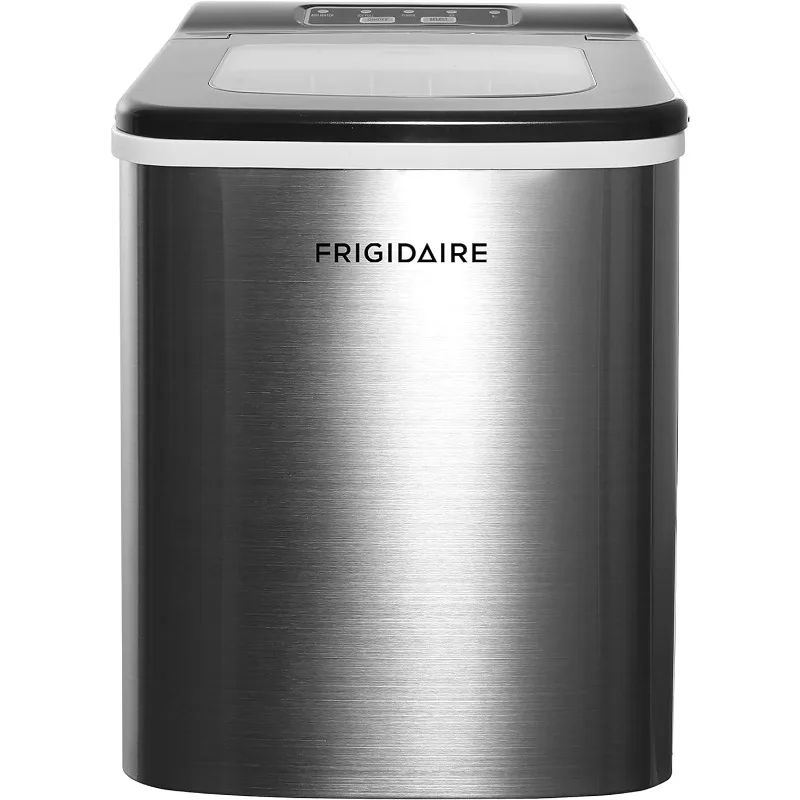 Frigidaire kompak pembuat es meja, membuat 26 Lbs. Es batu berbentuk peluru Per hari, tahan karat perak