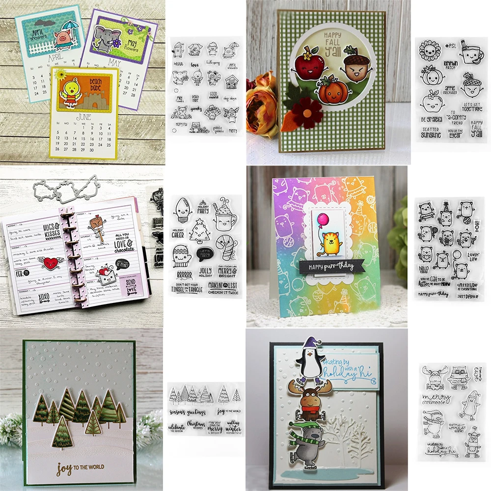 طوابع واضحة لصناعة الحرف اليدوية ، قالب سكرابوكينغ الفن ، ألبوم الصور الفن ، التقويم ، التقويمات ، الخريف ، العطلات جولي #1
