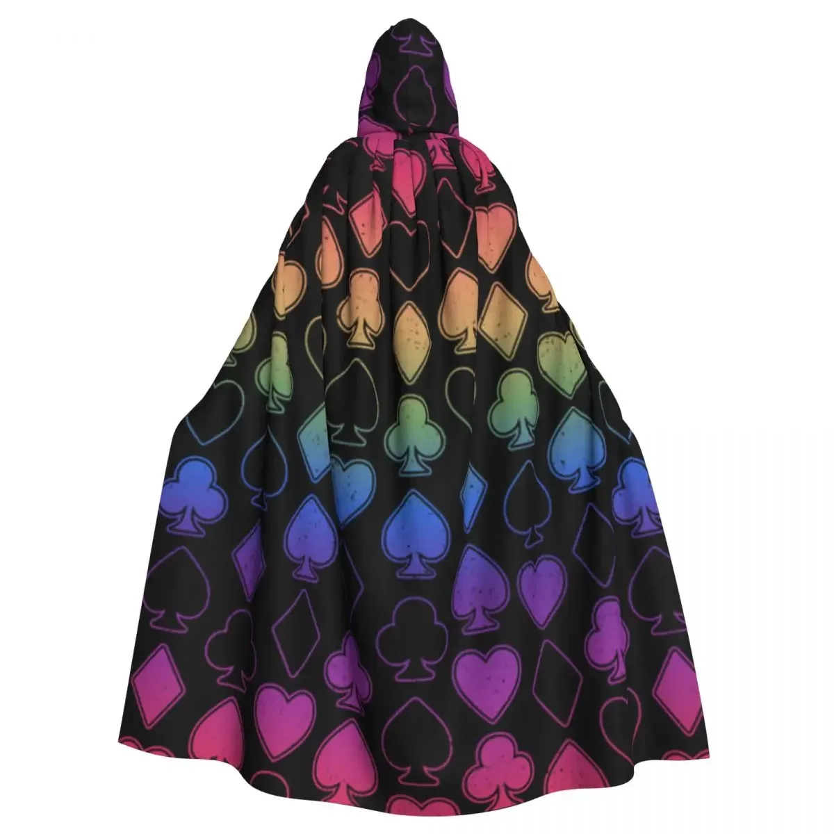 

Hooded Cloak Unisex Cloak with Hood Multicolored Card Suits Cloak Vampire Witch Cape Cosplay Costume