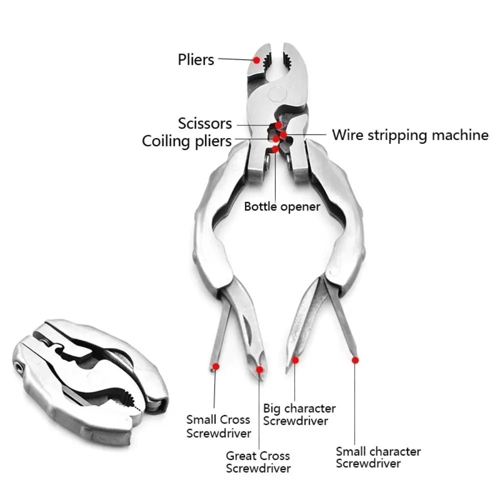 9 in 1ポケットプライヤー,キーホルダープライヤー,ミニEDCツール,丸頭プライヤー,折りたたみ式ガジェット,ワイヤーカッター,ハンドツールの組み合わせ
