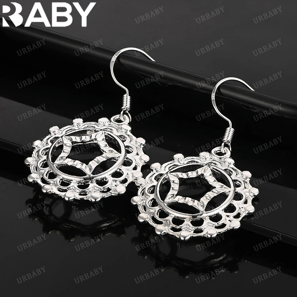 

URBABY 925 Sterling Silver Earrings Star Disk Drop Earrings For Women Jewelry Fashion Party and Daily Wear