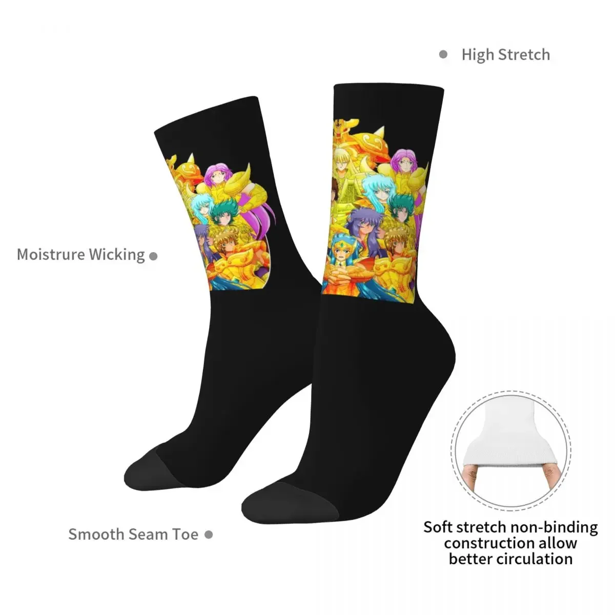 The Seiya Knights Merch Socks Harajuku Sweat Absorbing Stockings All Season Long Socks Accessories for Man's Woman's Gifts