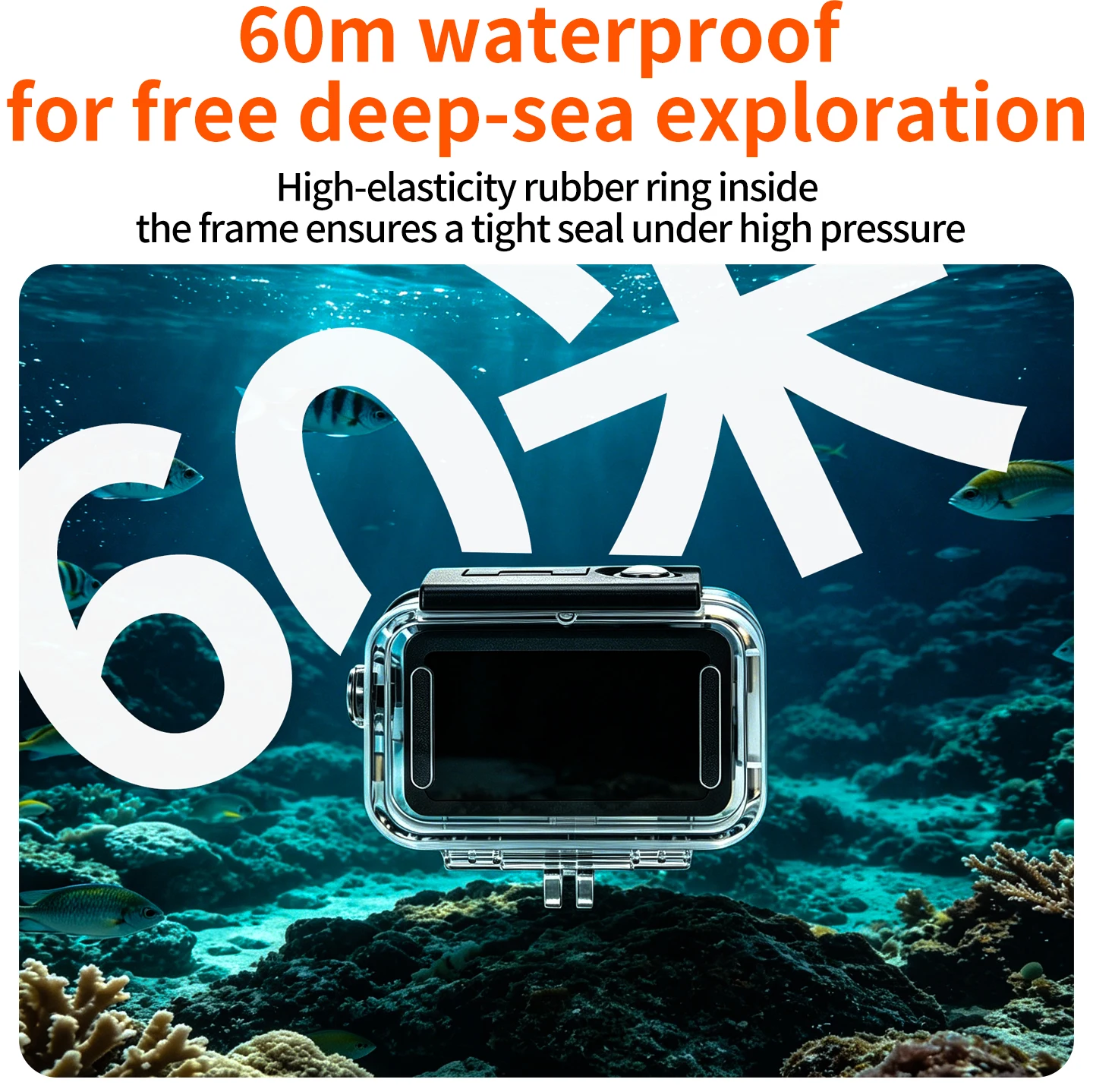 60M Tiefsee-Wasserdichtes Tauchgehäuse für DJI Action 6 Unterwasser-Schutzgehäuse Kratzfeste & Hochtransparente PC-Hülle – Detail 6