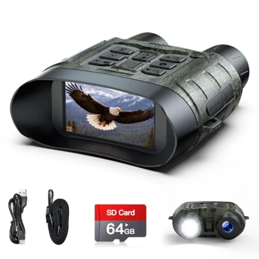 

Night Vision Goggles for outdoor surveillance, polycarbonate body, black, 4K resolution with 12X digital zoom, 112MP infrared i