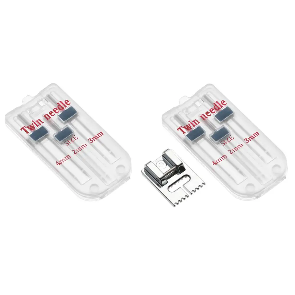 Multifunctional 2/90 3/90 4/90 Double Stitch Sewing Machine Fittings 3 Sizes Twin Needles Wrinkled Presser Foot 9 Grooves