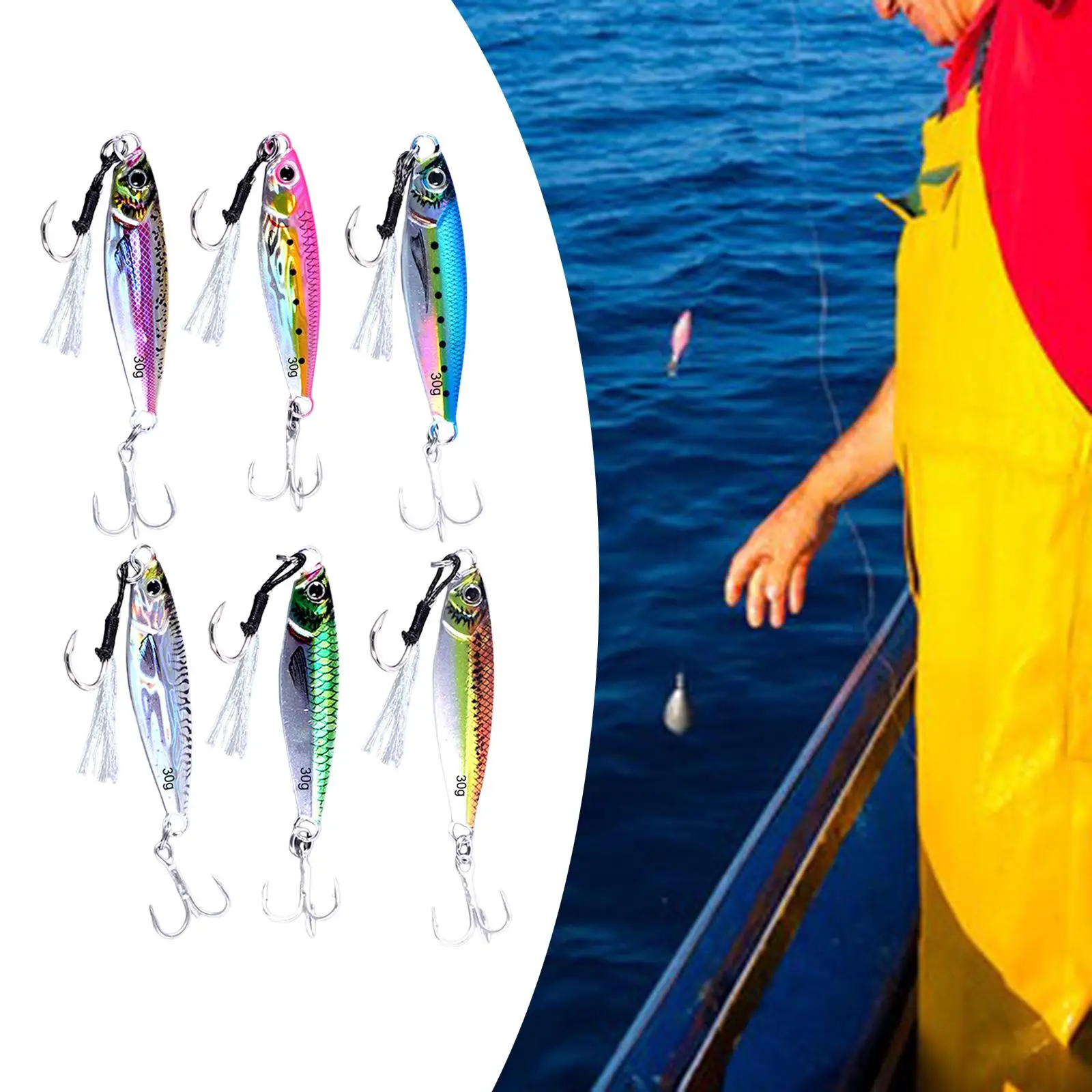 6x Fishing Lures Baits Realistic Hard Baits Vertical Rainbow Micro Spoon Jig