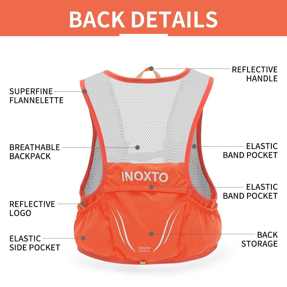 INOXTO 2022 New Lightweight Running Backpack XL Moisturizing Vest Suitable for Bicycle Marathon Hiking Ultra-light Portable 2.5L