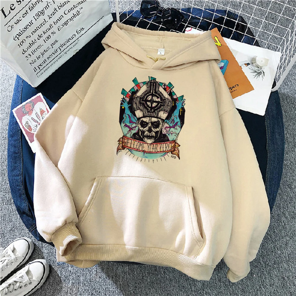 Ghost Band hoodies women sweat y2k Winter  Fleece vintage clothing female 90s pulls