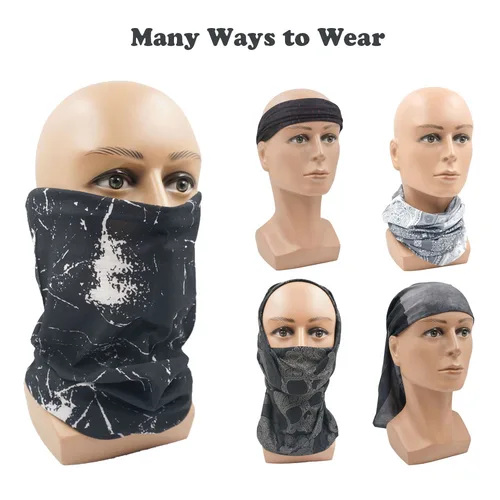 Imagen 2 del producto Pañuelo de tubo de Color oscuro para deportes al aire libre, Bandana para el cuello, polaina, bufanda para ciclismo en negro y gris, diadema para correr y senderismo, mascarilla facial para hombre