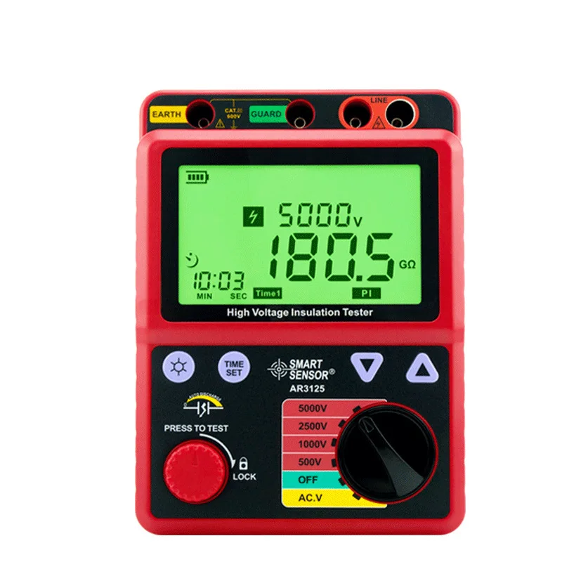 HV Megohmmeter 5KV Insulation Tester Digital Resistance Meter 1000GΩ for Electric Maintenance