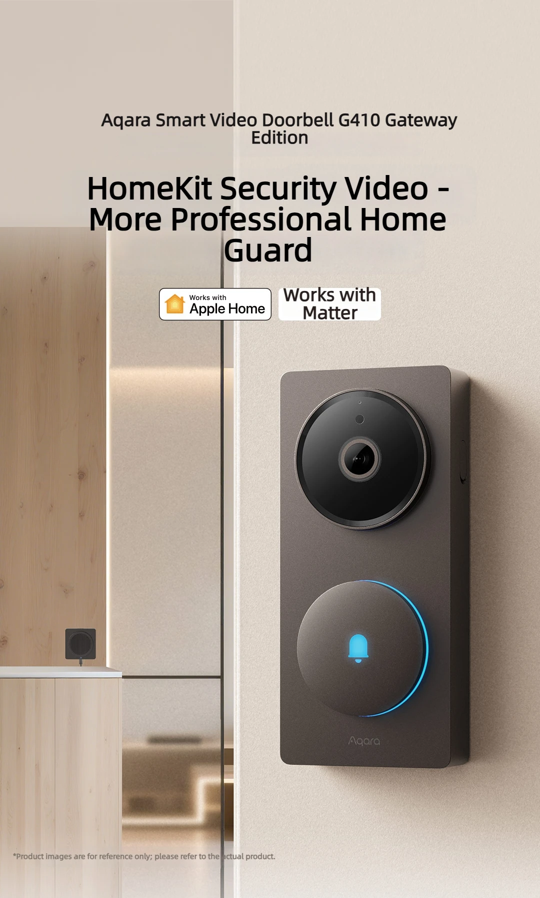 Aqara G410 Smart Video Doorbell Smart Hub Gateway 2K WiFi 2.4GHz/5GHz Zigbee/Thread AI Face Recognition For Apple HomeKit APP