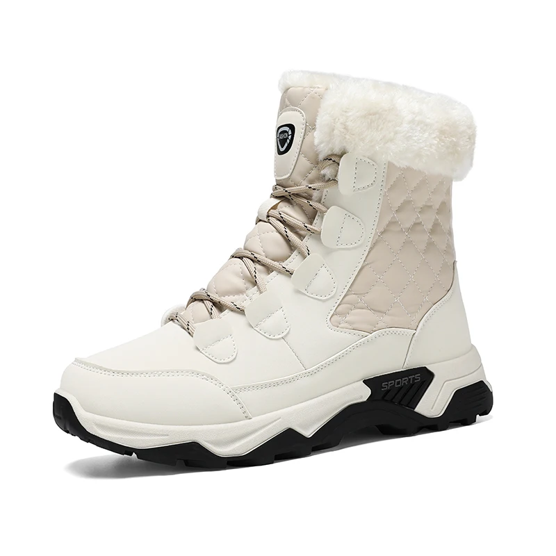 

Winter Women Snow Boots Soft Comfortable Velvet Warm Non-Slip Cotton Shoes Flat Heel Boots Indoor Outdoor Snow Boots Big Size 46