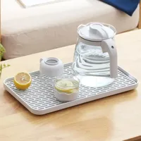 Double-layer Plastic Drain Tray Parlor Multi-purpose Tea Coffee Cup Fruit Tray Rectangle Kitchen Tableware Storage Drain Rack