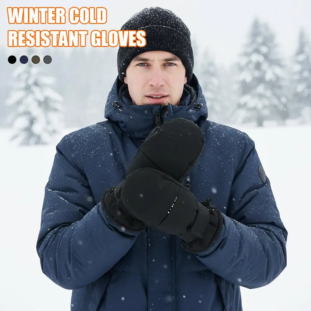

Зимние лыжные варежки для улицы для мужчин и женщин, противоскользящие зимние ветрозащитные перчатки с флисовой подкладкой для холодной погоды с защитой на запястья