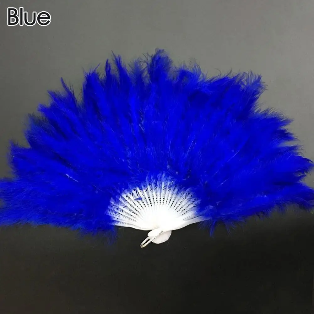 

New Wedding Party Accessories Crafts Gifts Ladies Folding Fan White Hand Fan Handmade Dance Fan Feather Fans