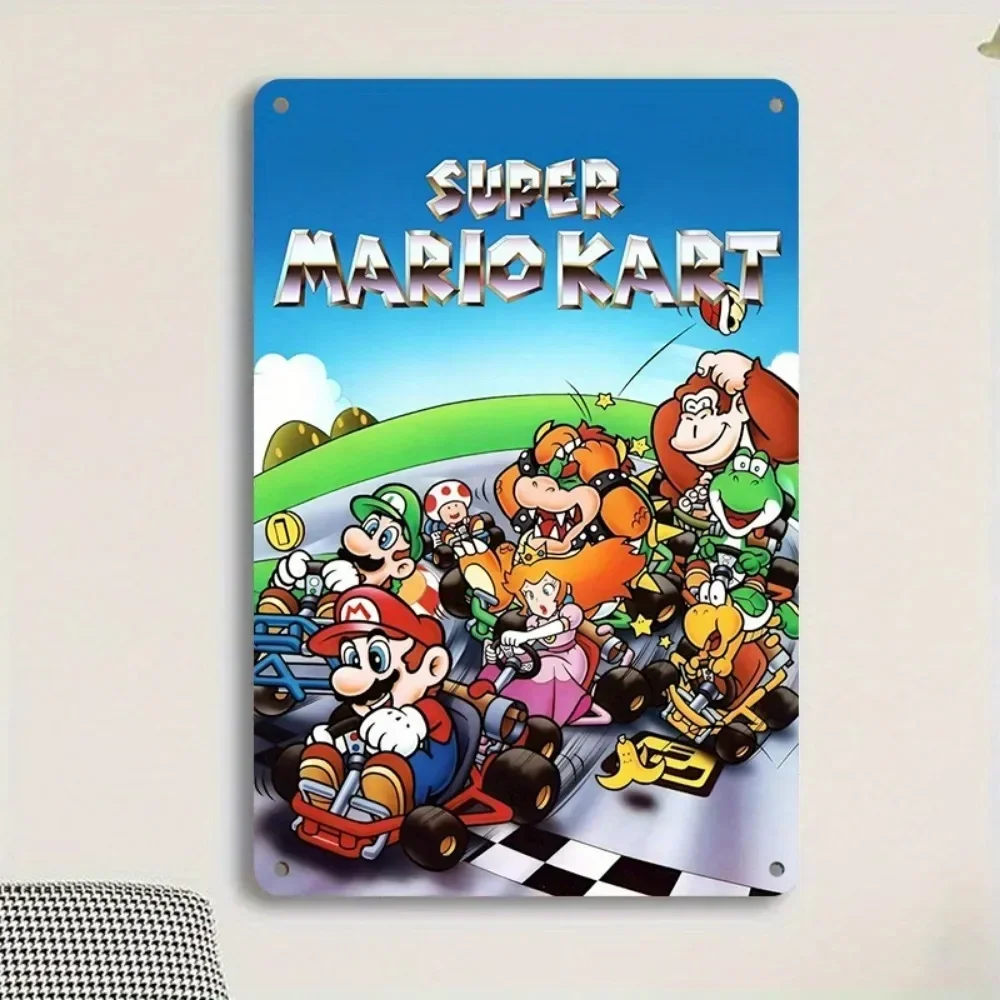 

Artisanal Rainbow Glaze Aluminum Frame – 'Super Mario' Love Adventure Mandala with Heart-Block Motifs