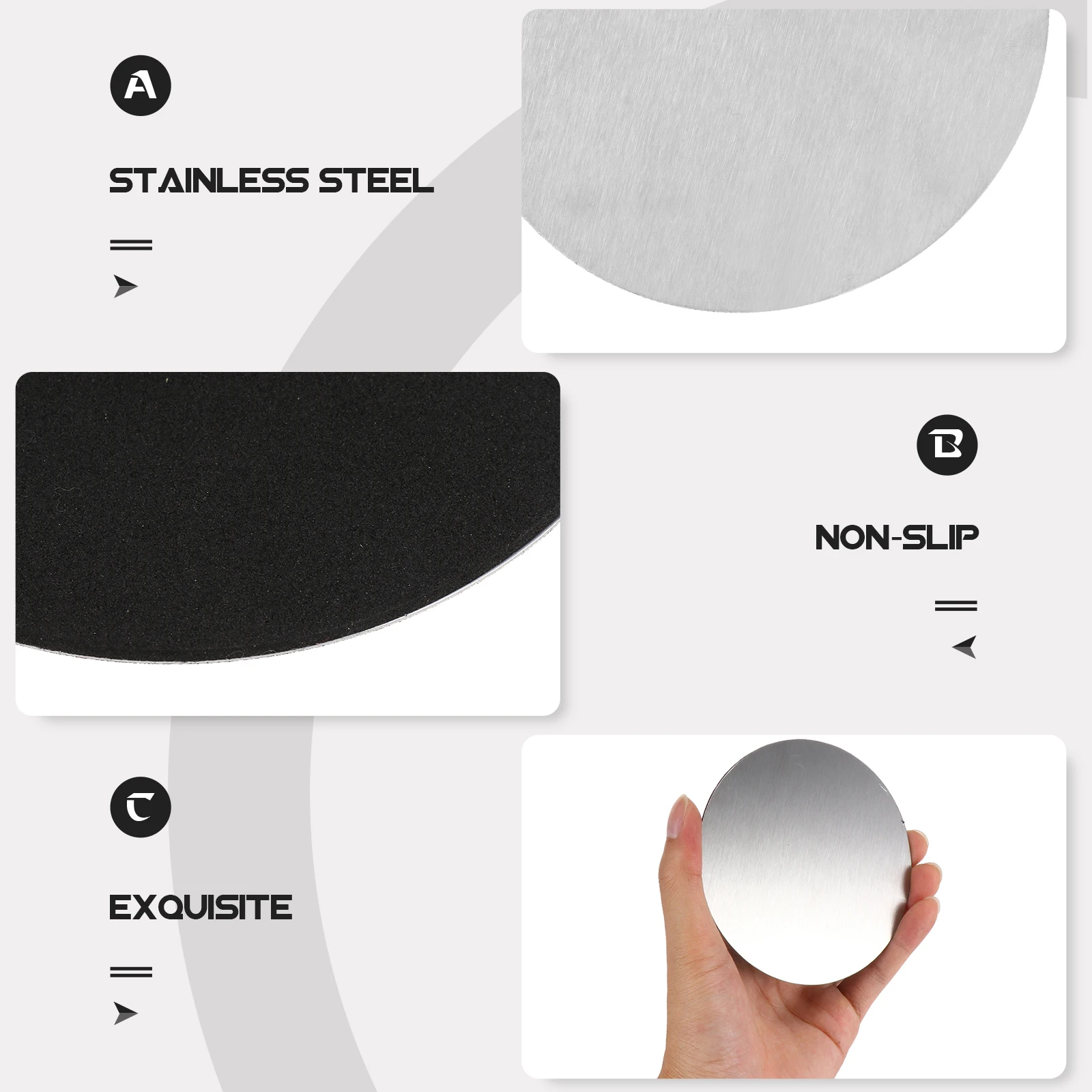 

1 set 1 Set Round Cup Coasters Anti-Slip Table Mats Rust-Proof Heat Insulated Bowl Vase Pads Place-Mats Silver Color