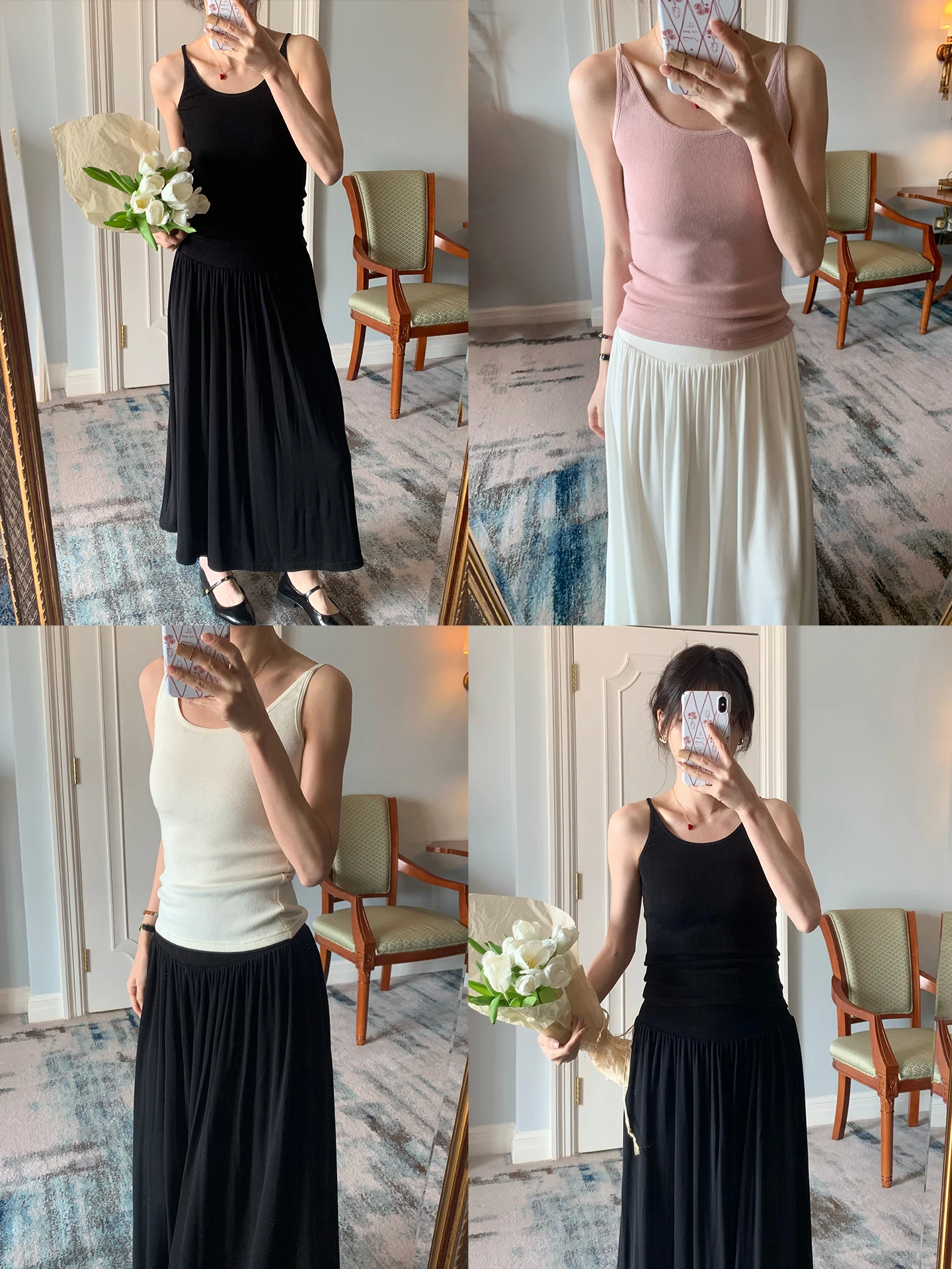 

Ретро-топ из трикотажа с добавлением кроличьего меха, трехцветный, во французском стиле, приталенный, с U-образным вырезом, для повседневной носки, Augmap