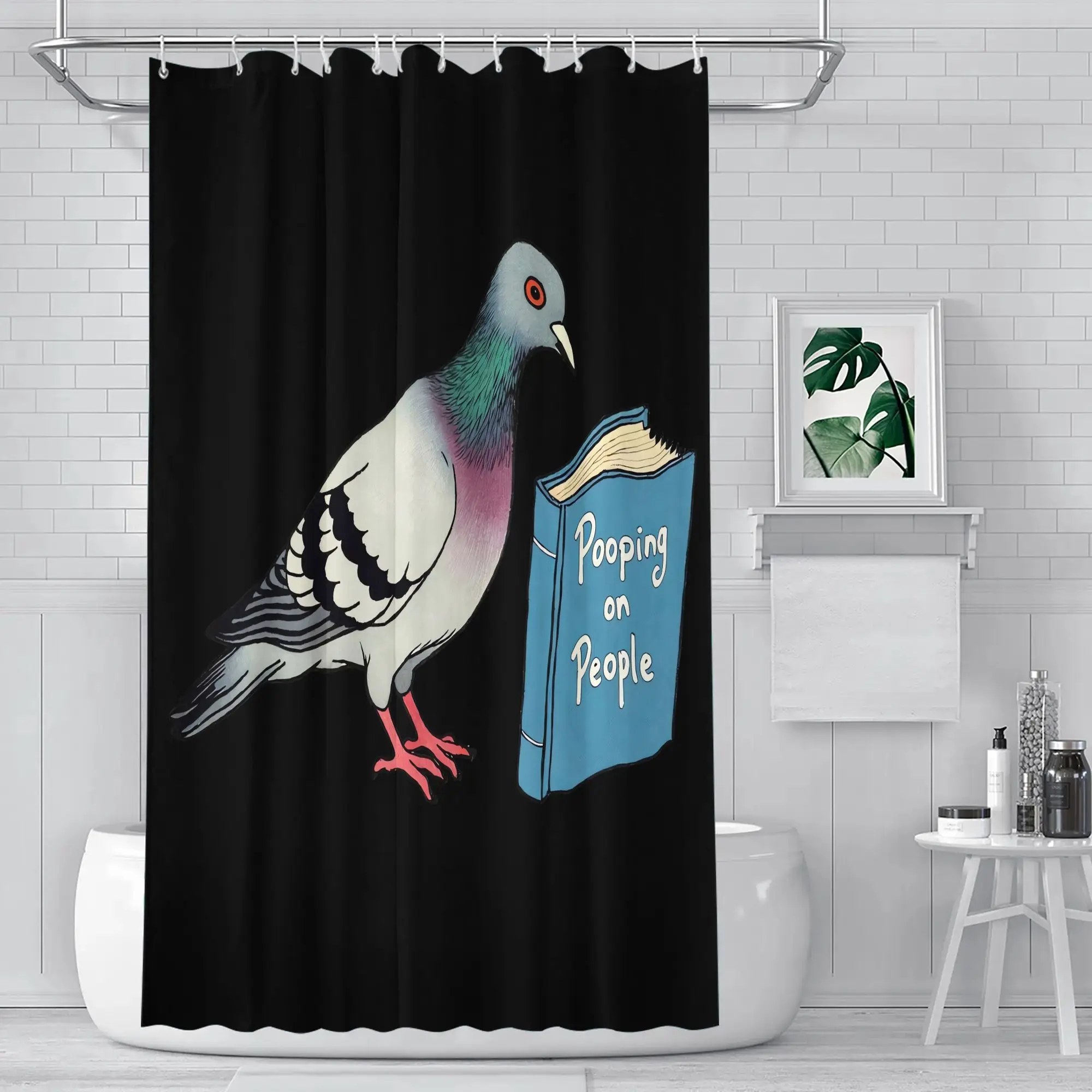 Funny Pigeon Shower Curtain Bathroom Decor Waterproof Novelty Curtain Art for Adults Kids Humorous Design 90x180cm Premium Home