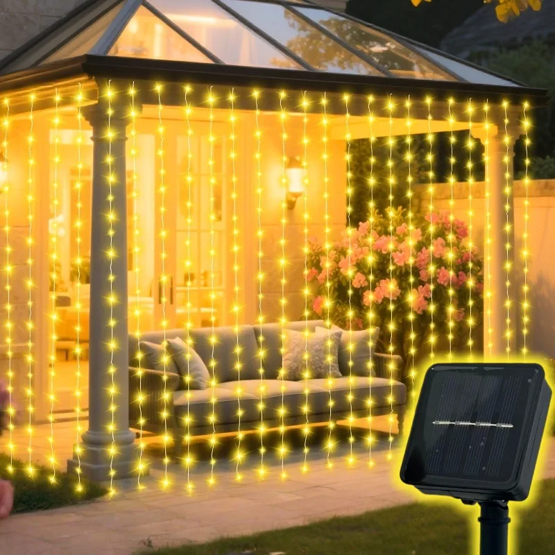Solar Curtain Lights Fairy String Lights Solar Powered 100/200/300/400/600LED Outdoor Christmas Decor