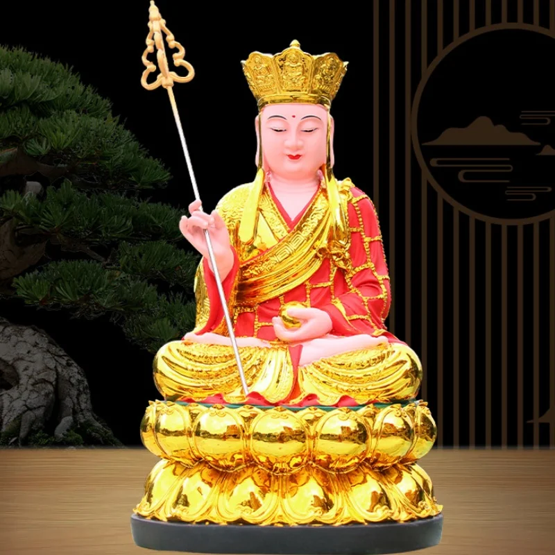 Exquisite Paintings resin carved Ksitigarbha Bodhisattva Buddha statue home temple offering Feng Shui auspicious Decoration