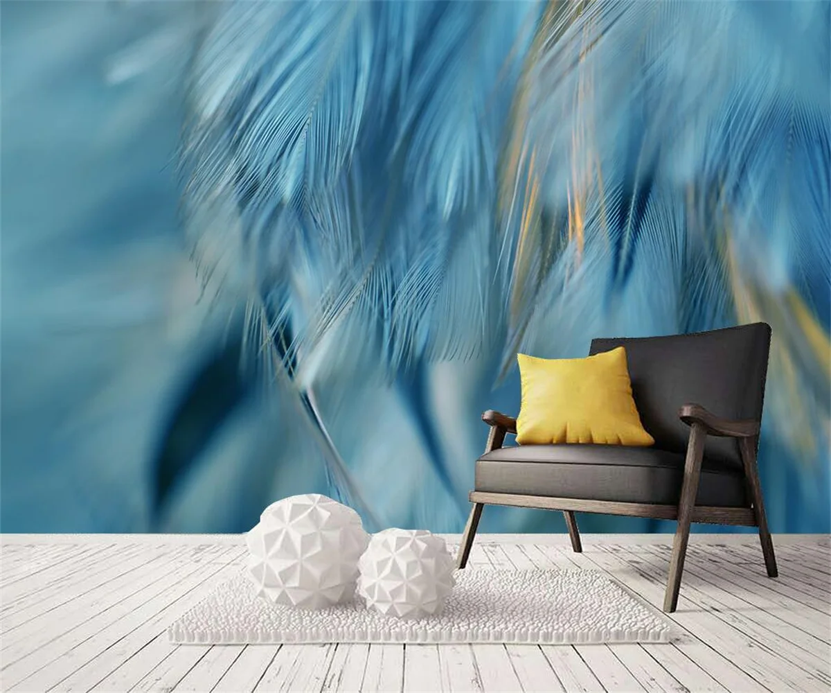 

Custom wallpaper 3d modern minimalist hand-painted watercolor feather mural Nordic small fresh TV background wall 3d wallpaper