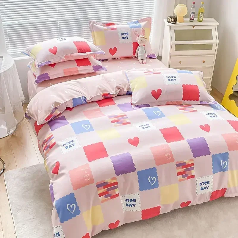 

2022 Skin-Friendly Fashion Print Thickened Woolen Bed Combination Kit Includes Duvet Cover, Pillowcase And Bed Sheet