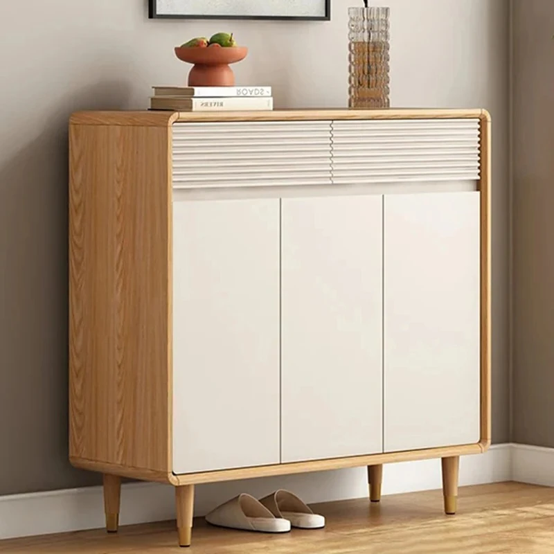 Rak Sepatu Desain Ukuran Besar Gaya Nordik Modern Kayu untuk Ruang Tamu Lemari Sepatu Aman Rak Penyimpanan Sapateira Ornamen Dekorasi Rumah