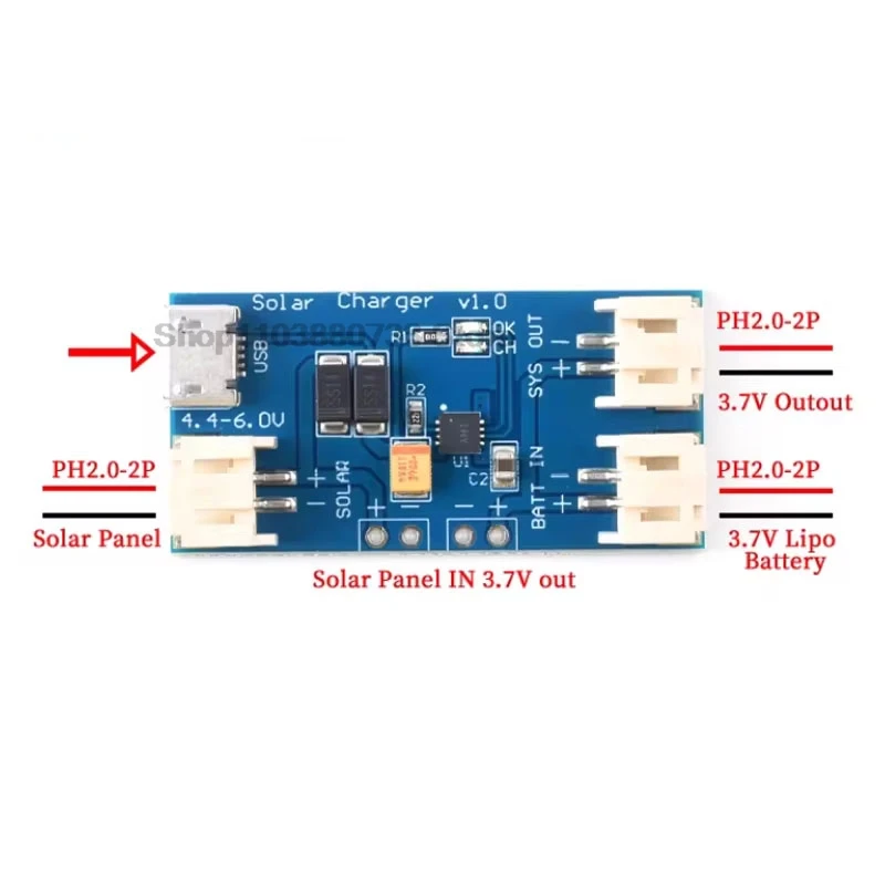 CN3065 Mini Solar Lithium Battery Charger Board Lipo Battery Charging Module Solar Panel Micro USB for Arduino Outdoor Camping