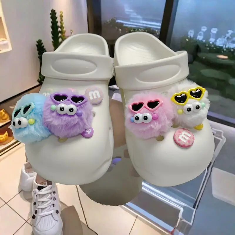 12PCS DIY Plush Ball Hole Shoes Charms Shoe Accessories Cute Fur Ball Elf Detachable Shoe Flower Shoe Buckle Hot sales
