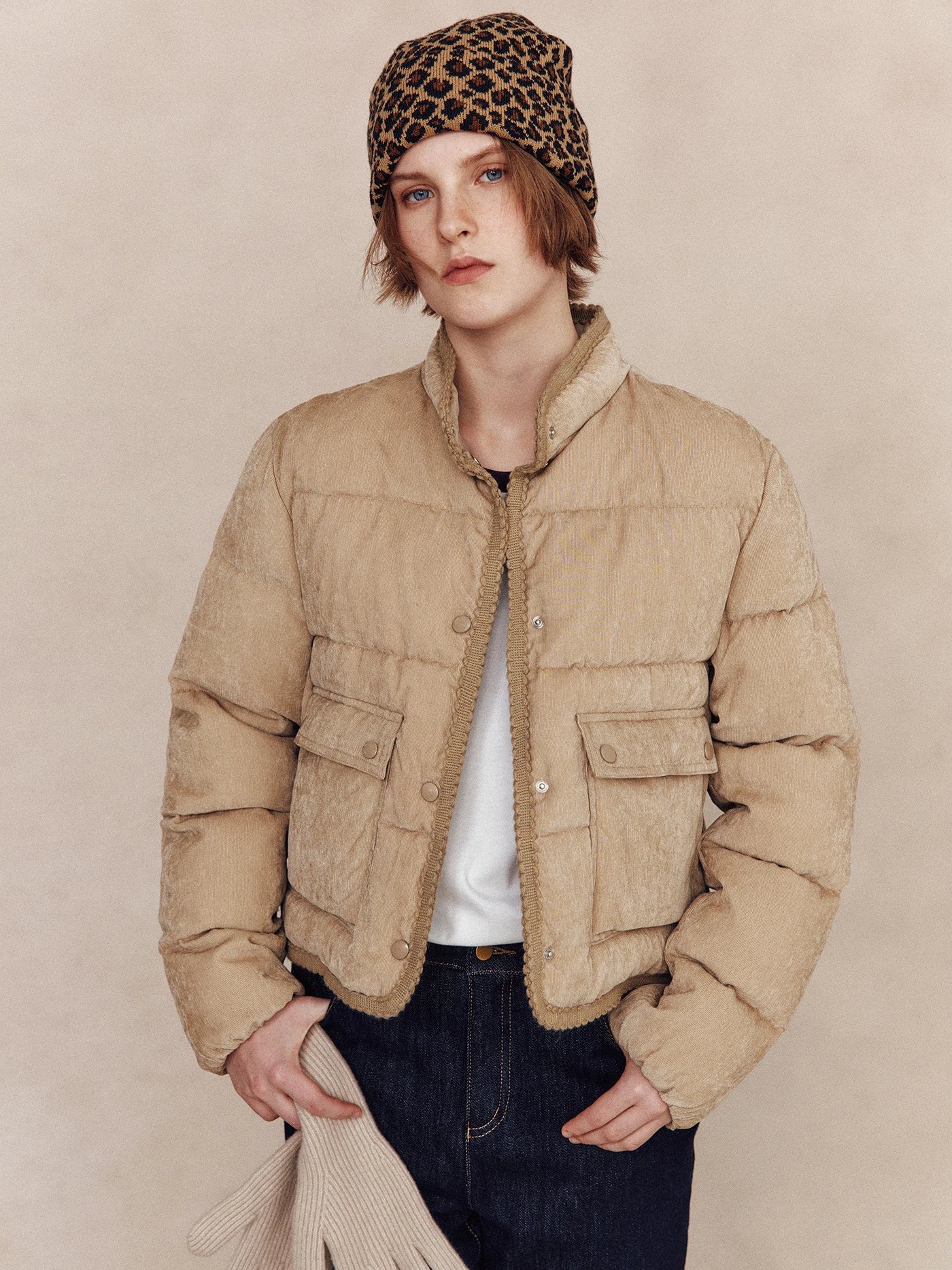 

Винтажный белый пуховый жилет из гусиного пуха для женщин, стеганый, с воротником-стойкой, длинными рукавами, теплый, утолщенный, укороченный