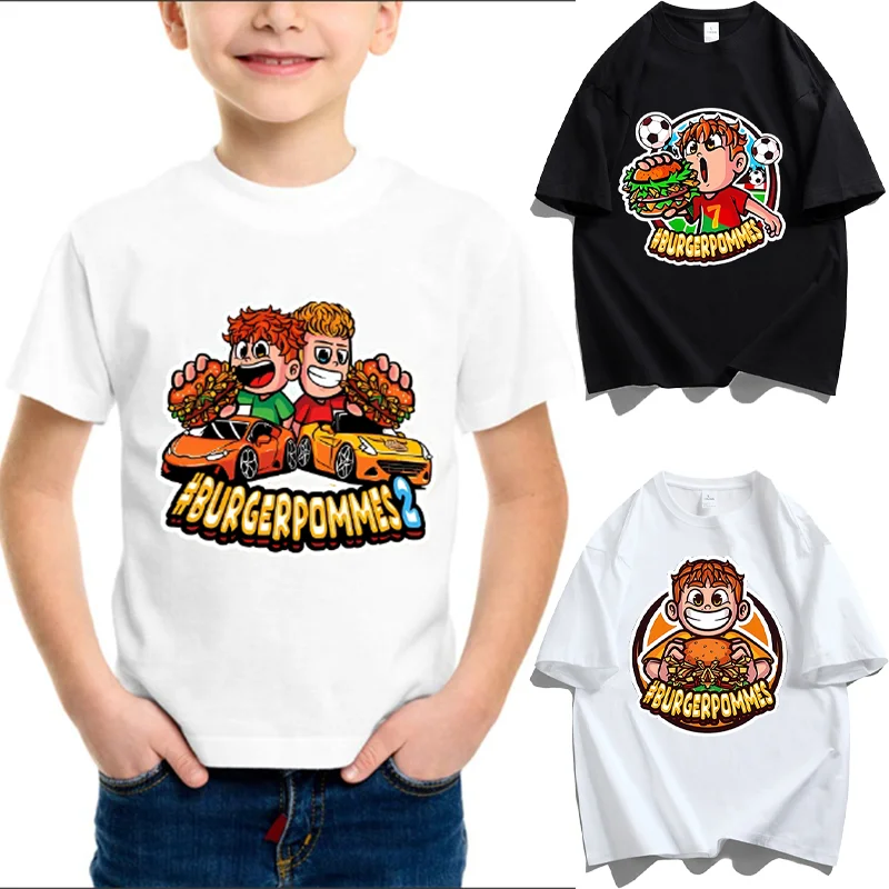 Burgerpommes Icrimax Child T-shirt Boys Girls Clothes Cartoon Anime Graphic Printed Kid Tops Cool Soft Comfortable Clothing Gift