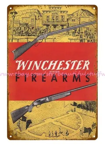 1955 Winchester firearms Gun Shotgun Rifle metal tin sign plaque wall decor