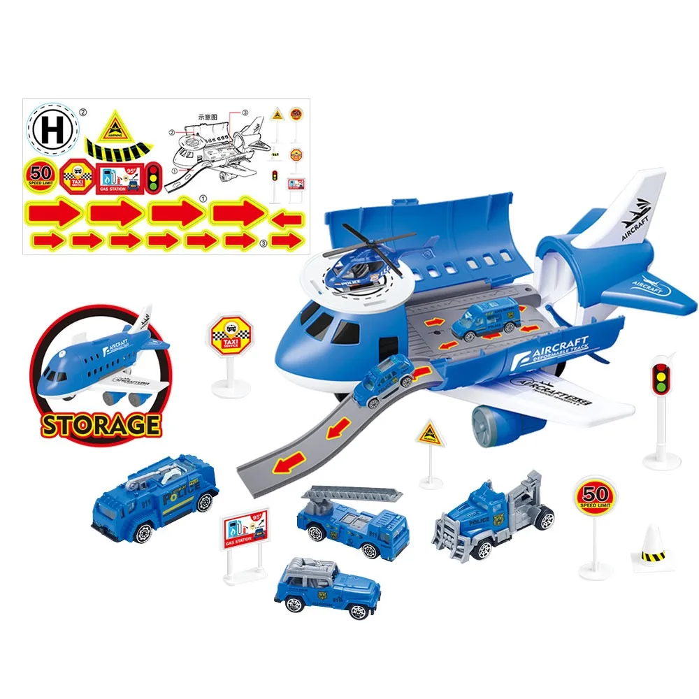 

Creative Red Blue Inertia Rail Airplane Plastic Random Car Simulation Aircraft Model Deformable Track Road Sign Track