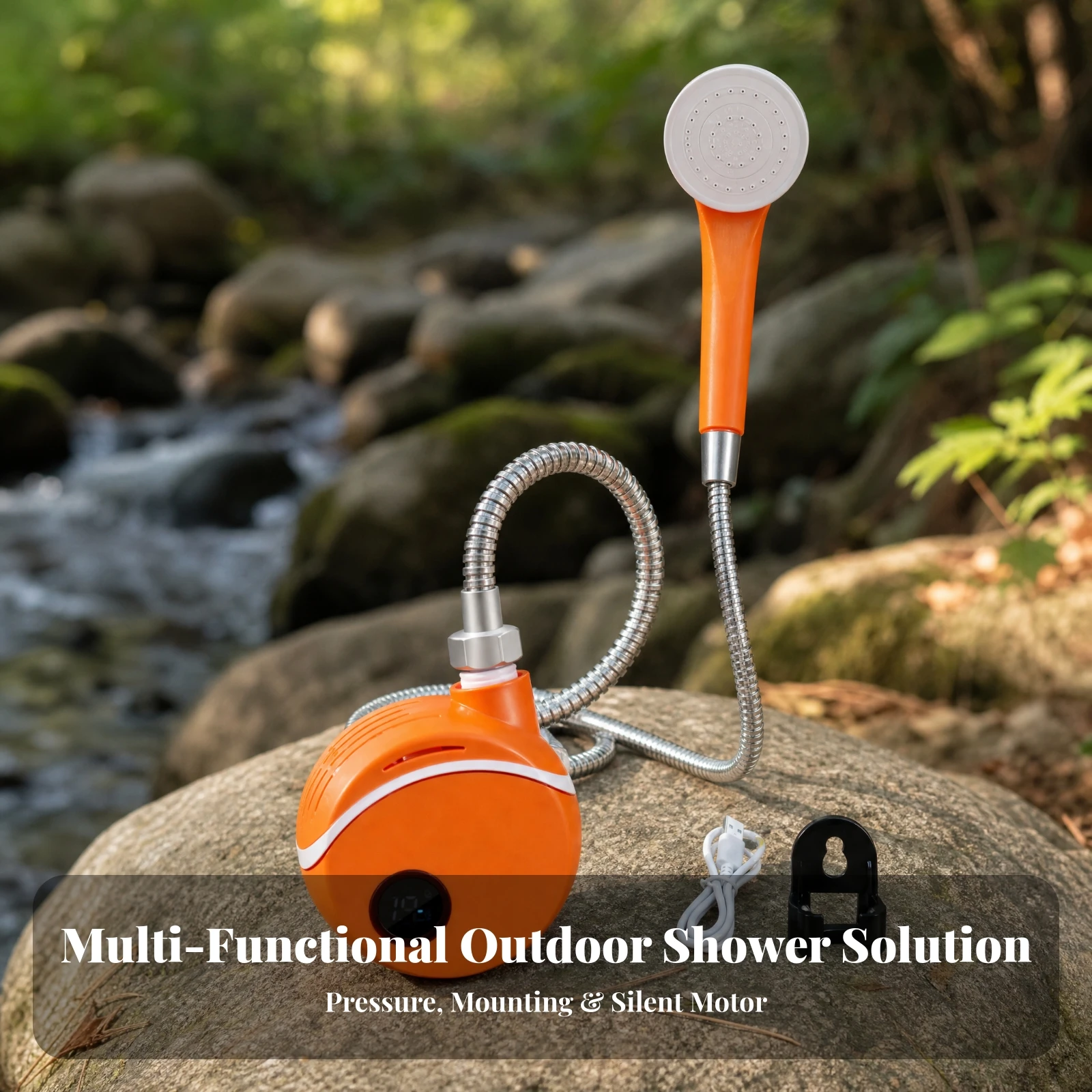 Rechargeable Camping Shower with Pump Multipurpose Portable Shower with Pump Quiet Operation Battery Operated for Caravanning