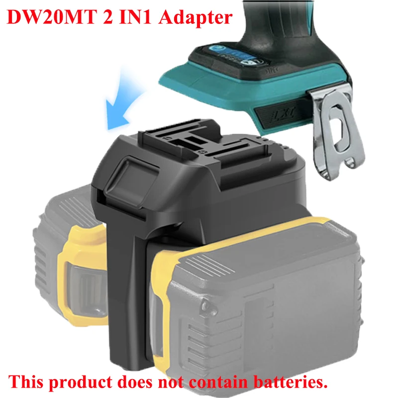 

Для 2 упаковки литий-ионных аккумуляторов Dewalt 20 В, совместимых с литий-ионным аккумулятором Makita 18 В, электроинструмент DW20MT, адаптер для аккумулятора 2 в 1