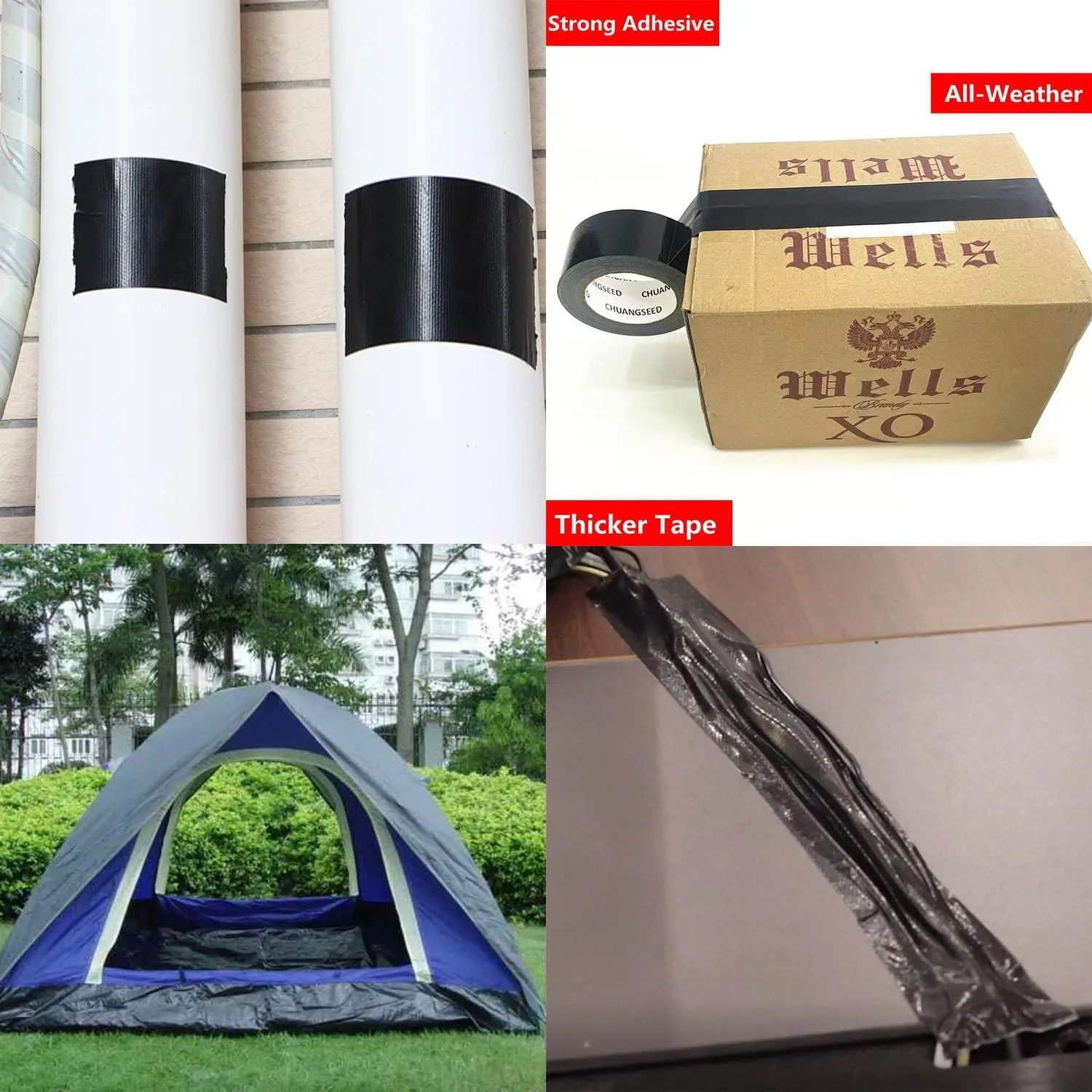 5cm/10cm Black Repair Tape Strong Adhesive Waterproof Fabric Tape for Tent Boat RV Covers Awning Umbrella Leather Repair
