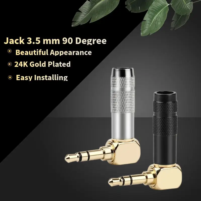 Jack 3,5 mm 90 Grad zum Löten 1/8 Zoll 3 4-poliger Kopfhörerstecker Audio-Anschluss rechtwinklig vergoldet 3,5 Unterhaltungselektronik – Detail 2