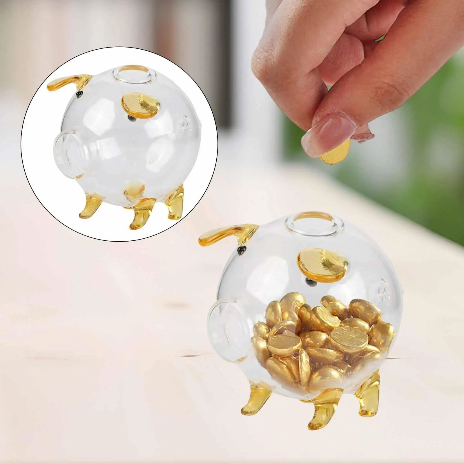 Glass Pig Shaped Piggy Bank Coin Savings Box Cute Collectible Money Jar Storage for Wedding Festival Gift