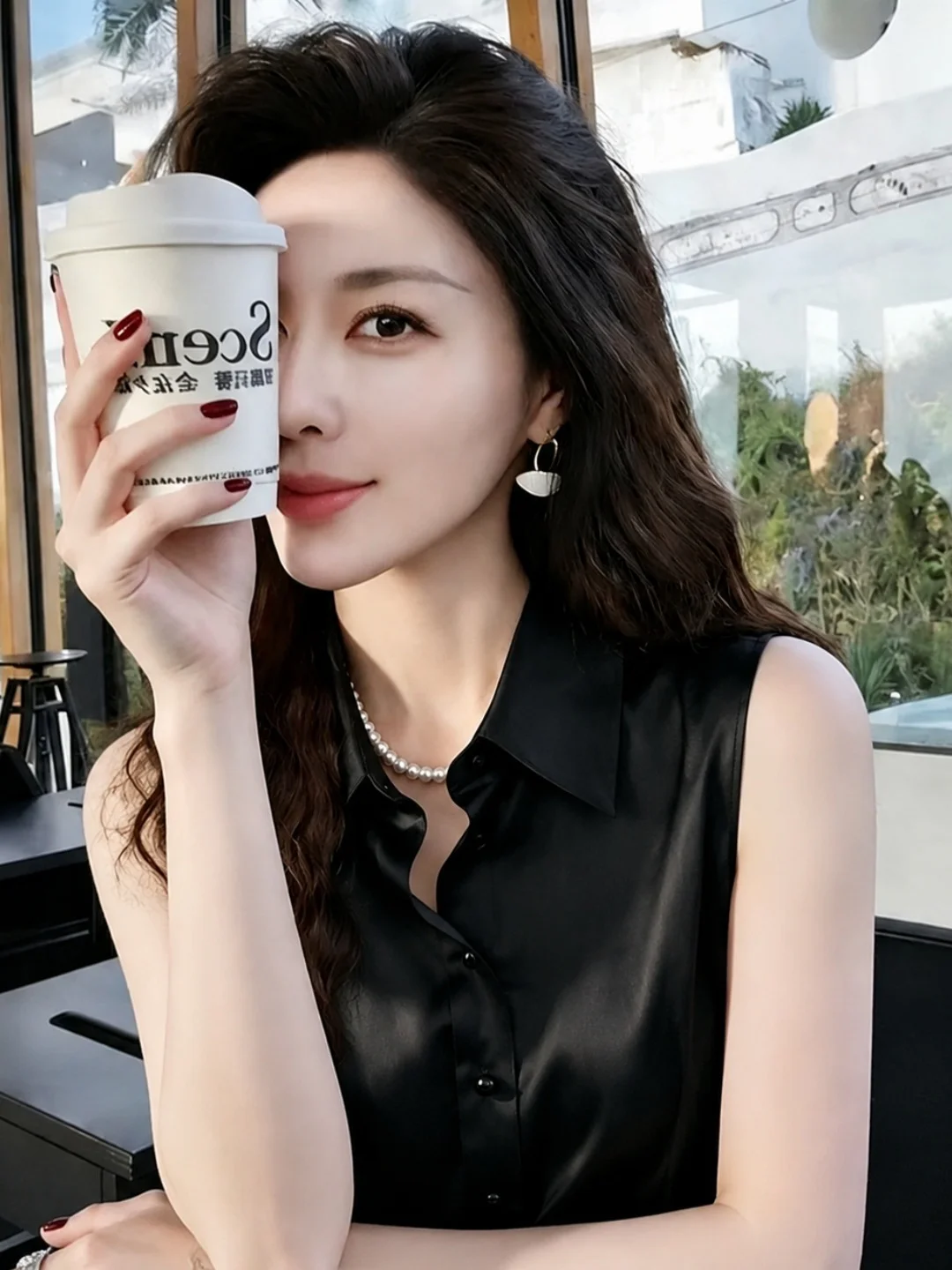 

Single-Button Neck Sleeveless Vest Women's Fashionable Versatile Summer 2026 New Style Silk Material Straight Cut Commute