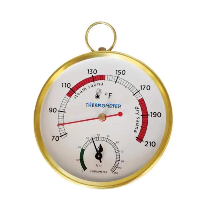 F92C Professional Wall Mount Temperature Gauges Hygrometer Detectors For Home Saunas Steam Room Oversized Dials