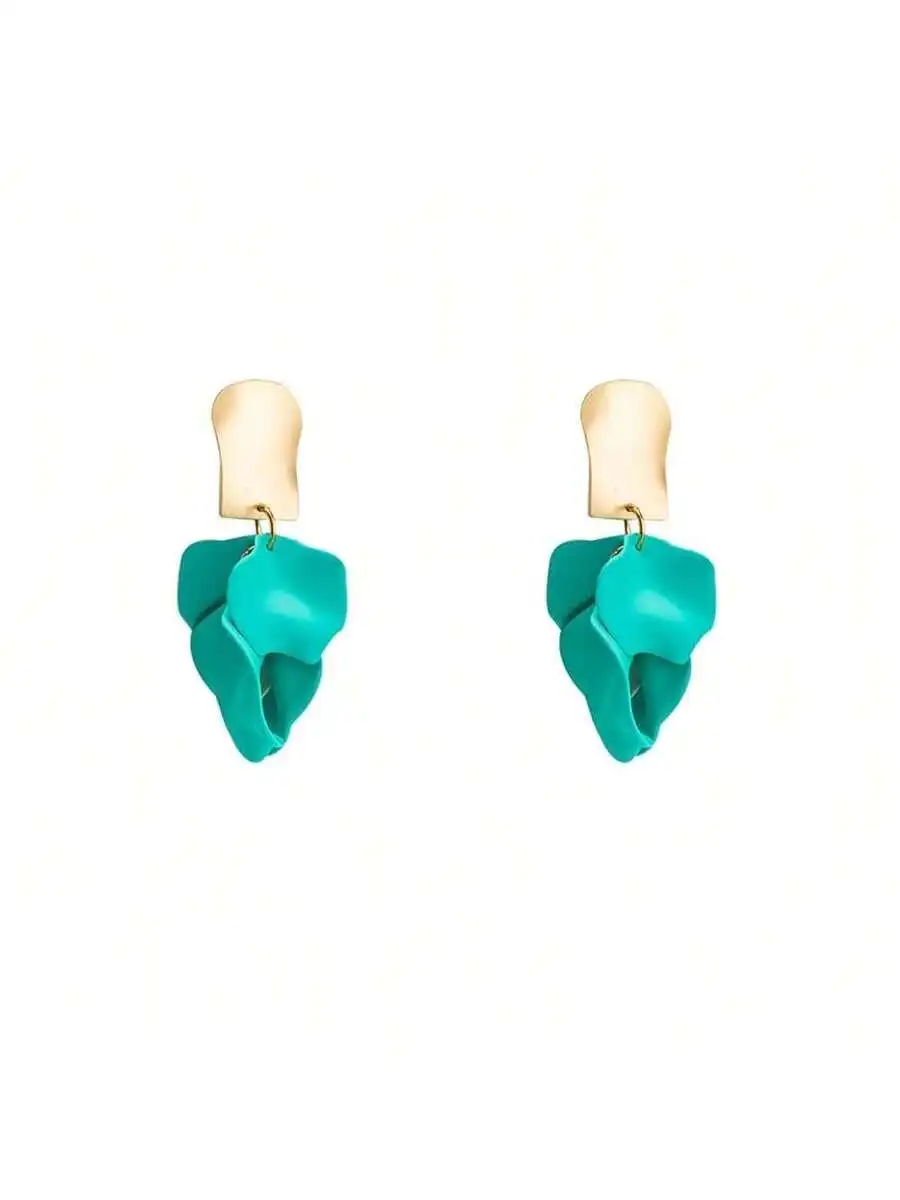 

Chic Boho Turquoise Petal Dangle Resin Acrylic Flower Earrings For Women