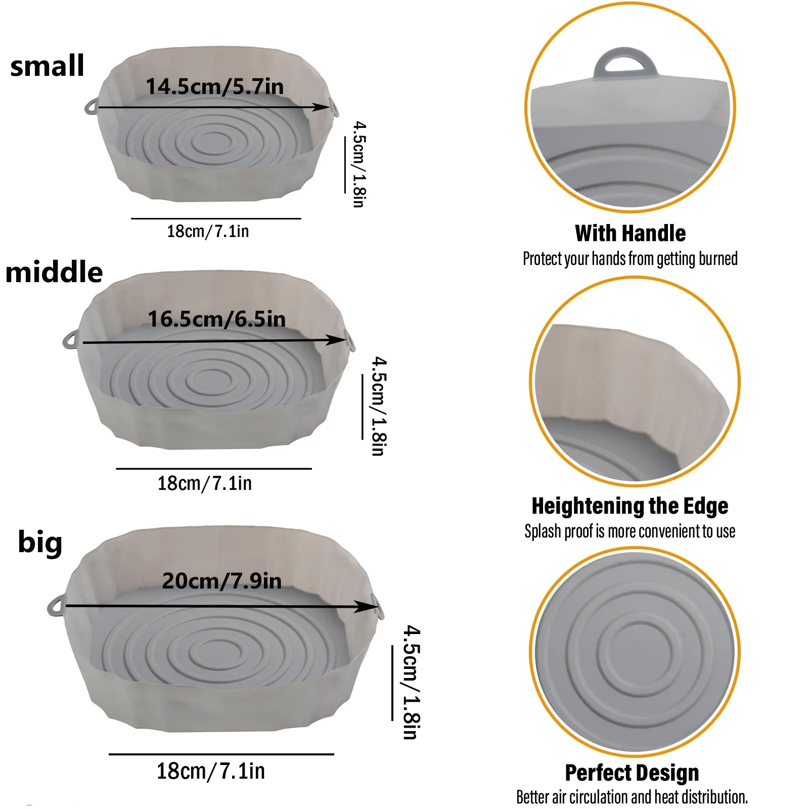 1pc Air Fryer Silicone Basket Silicone Mold Airfryer Oven Baking Tray Pizza Fried Chicken Basket Reusable Pan Liner Accessories