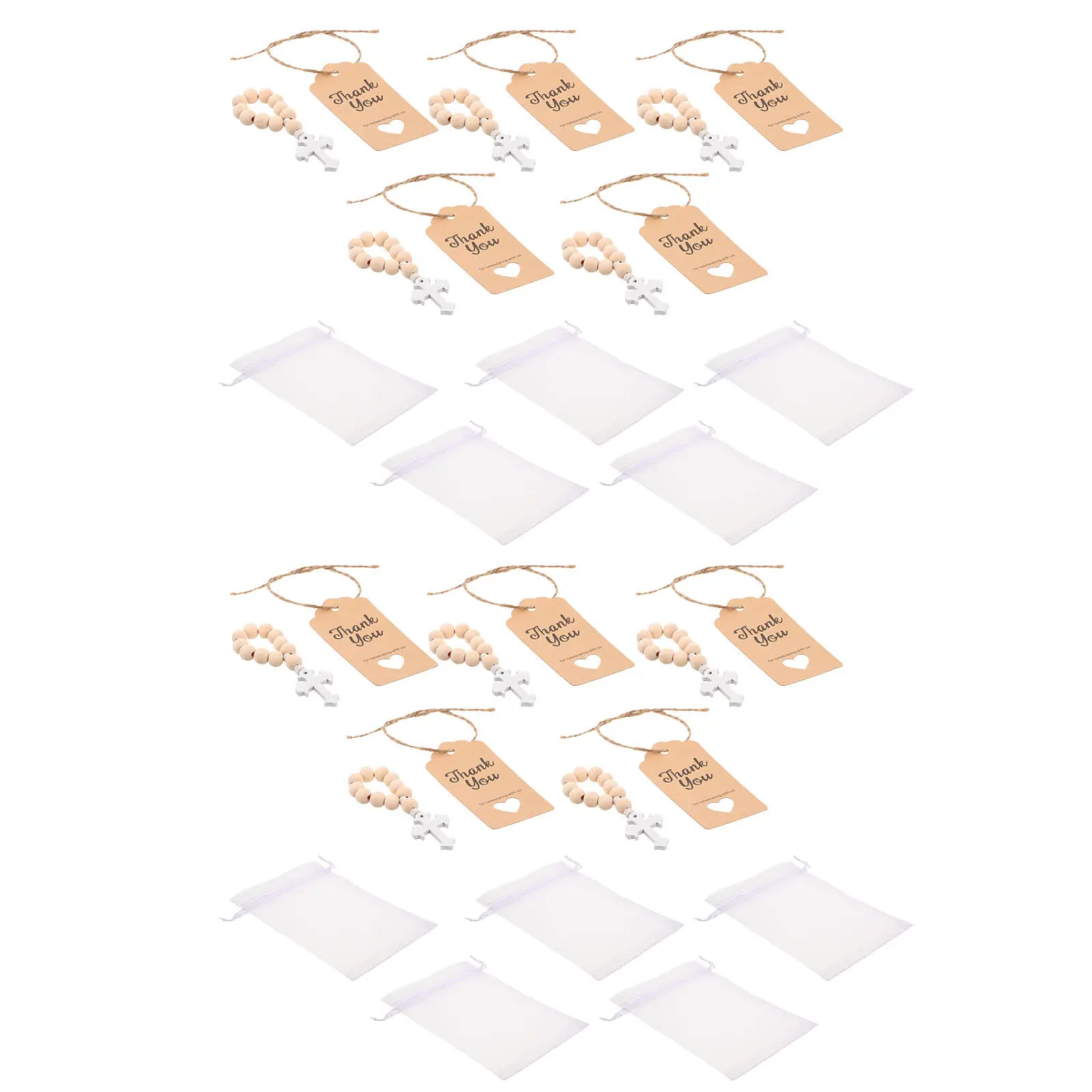 10Sets Wooden Beaded Rosary Catholic Prayer Beads Baptism Party Favors First Communion Confirmation Baptism Gifts