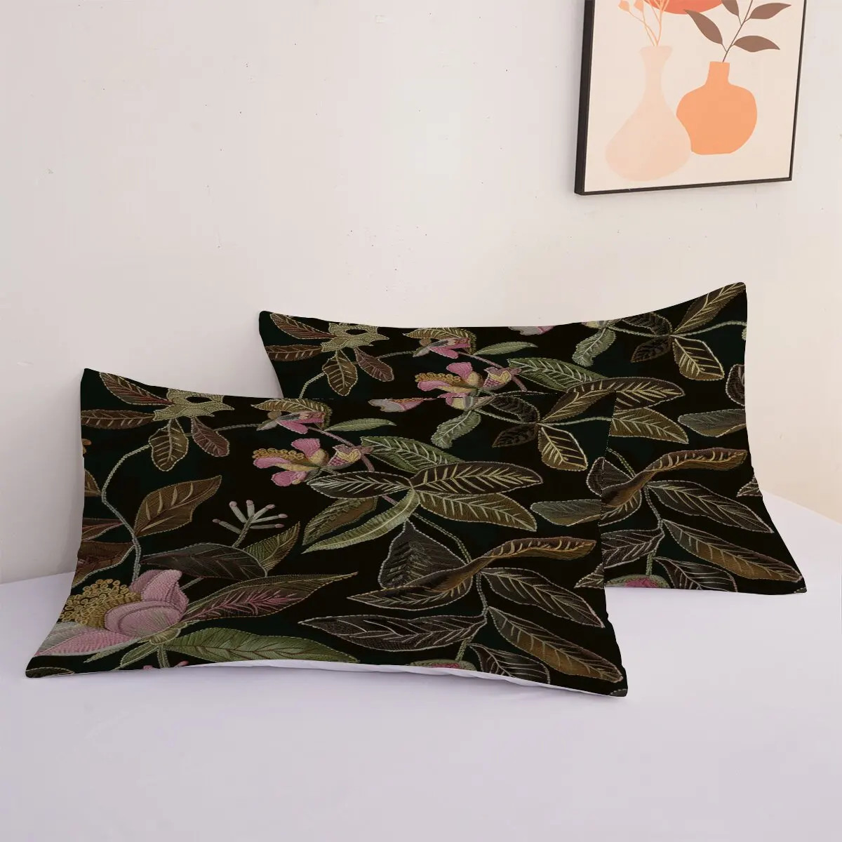 Pink bow  Down duvet cover large size  Green leaves  Modern trend of printed bedding