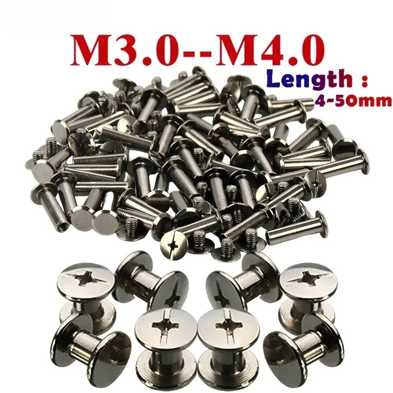 M2 M3 M4 M5 M6 304 Stainless Steel Chicago Screws Binding Post Bolts Rivet Nail for Leather Bag Belt Photo Album Scrapbook Book