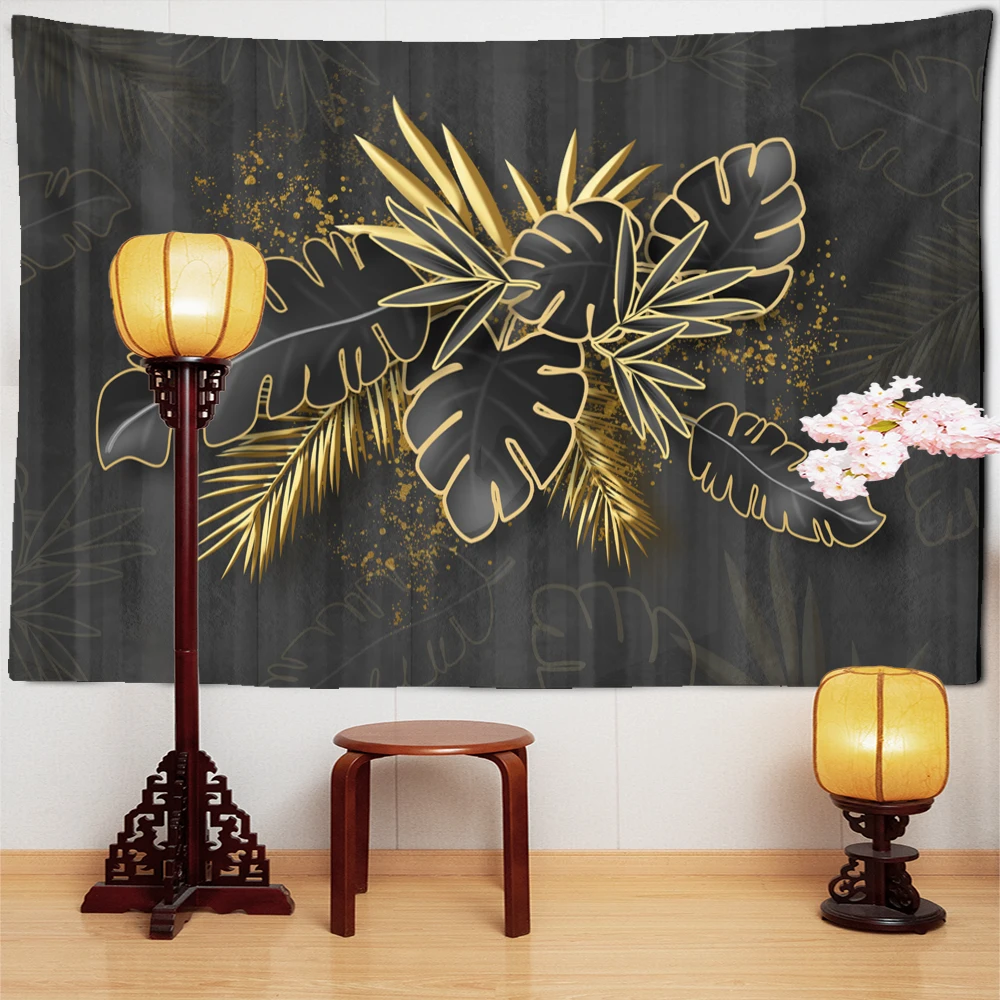 Phnom Penh Palm Leaves Tapestry Wall Hanging Bohemian Psychedelic Tropical Plants Simple Aesthetic Home Decor