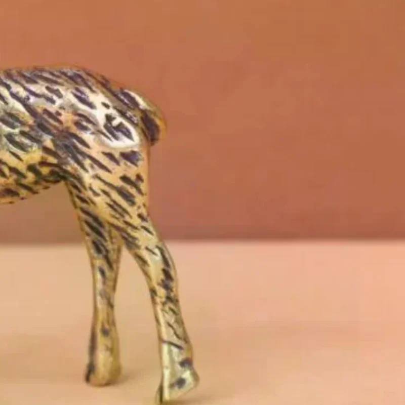 Handcrafted Chinese Zodiac Goat Brass Statue Polished Animal Sculpture Small Desktop Ornament for Bedroom Living Room Decor